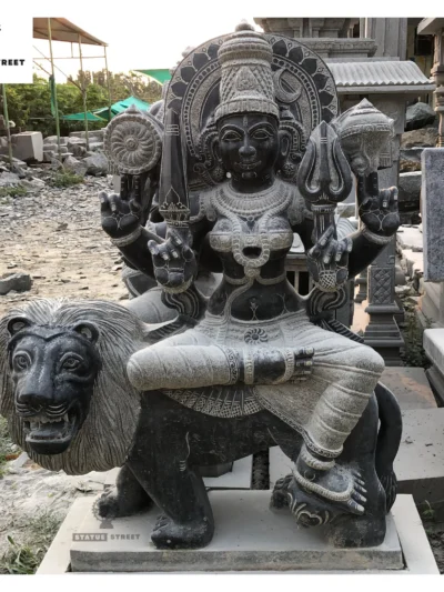 Big Mariamman Sitting On Lion 5Ft Sculpture