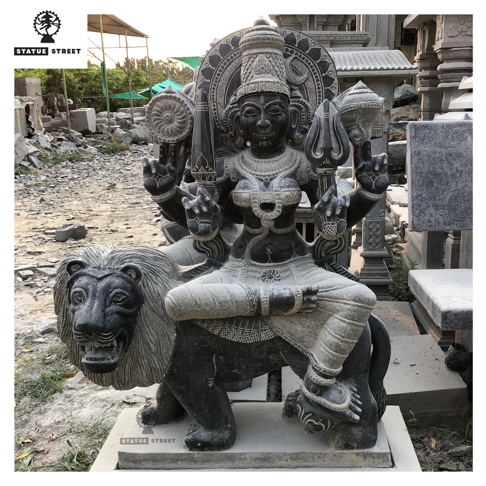 Big Mariamman Sitting On Lion 5Ft Sculpture