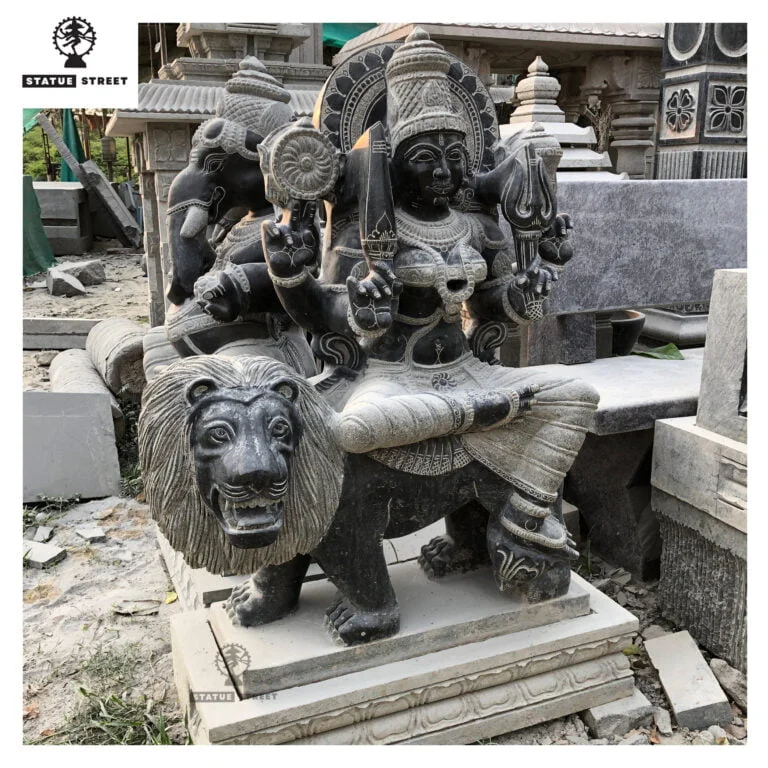 Big Mariamman Sitting On Lion 5Ft Sculpture - Image 2