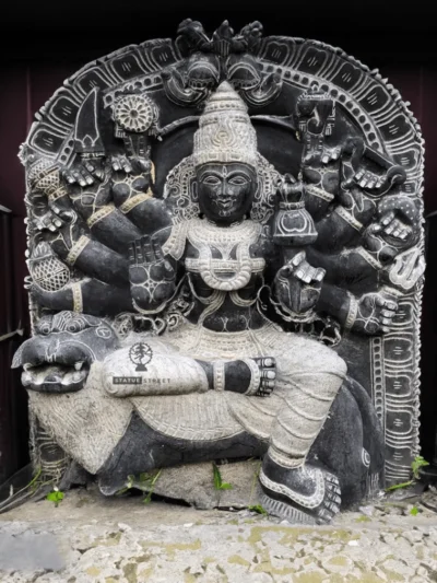Amman With Ten Hands 2ft Statue | Granite Stone