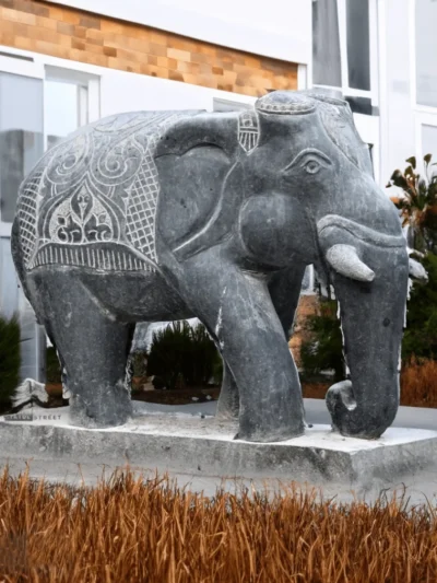 Exquisite Elephant Sculpture 2ft | Granite Stone