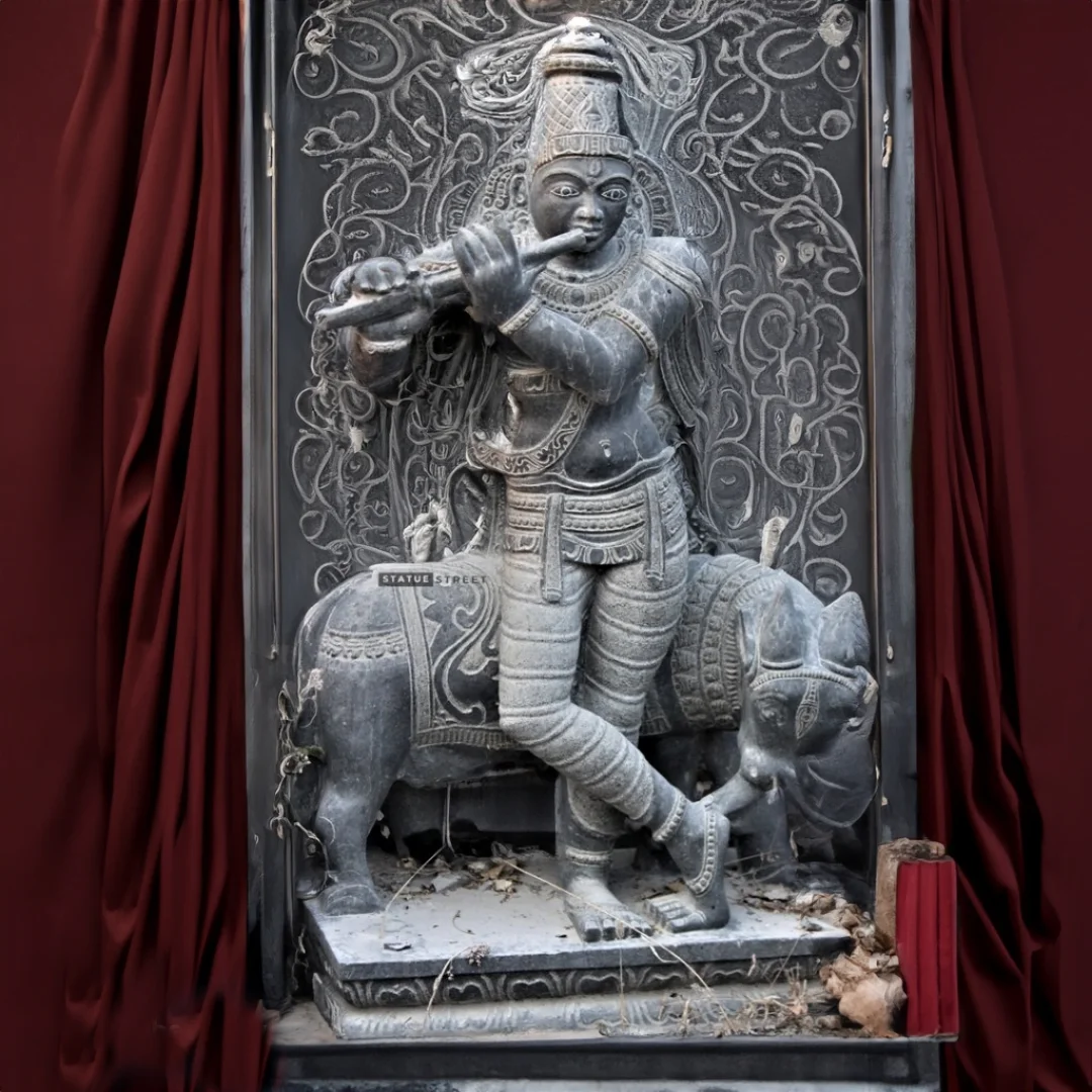 Masterpiece Lord Krishna Sculpture 2ft | Granite Stone