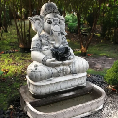 Ganesha Statue with Cascading Water Feature 4ft | Granite Stone