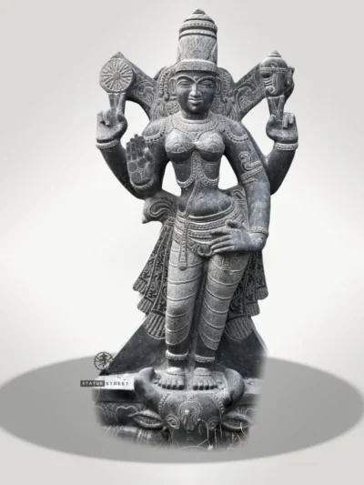 Vishnu Durgai With Buffalo Head 3ft Sculpture | Granite Stone