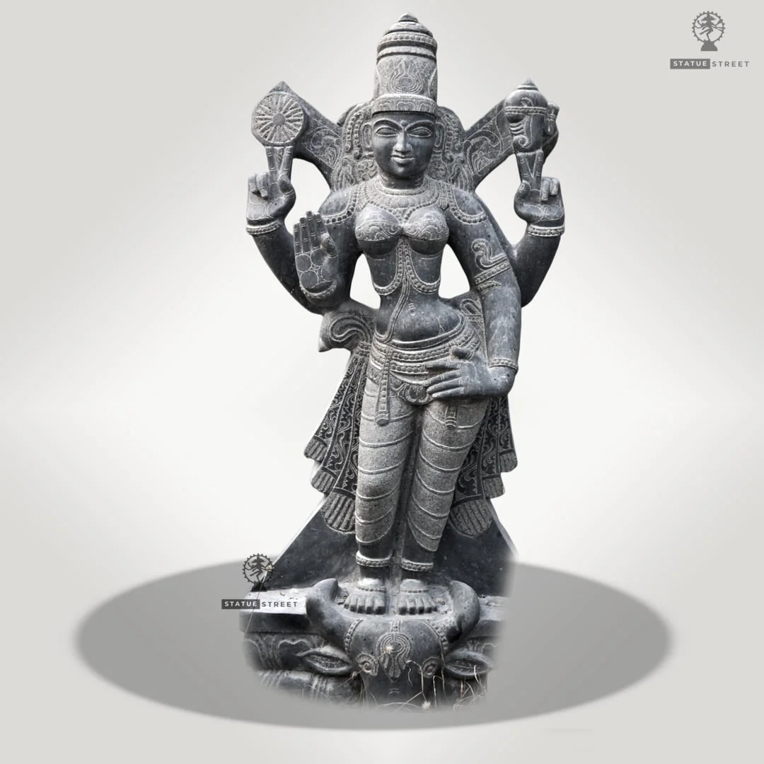 Vishnu Durgai With Buffalo Head 3ft Sculpture | Granite Stone