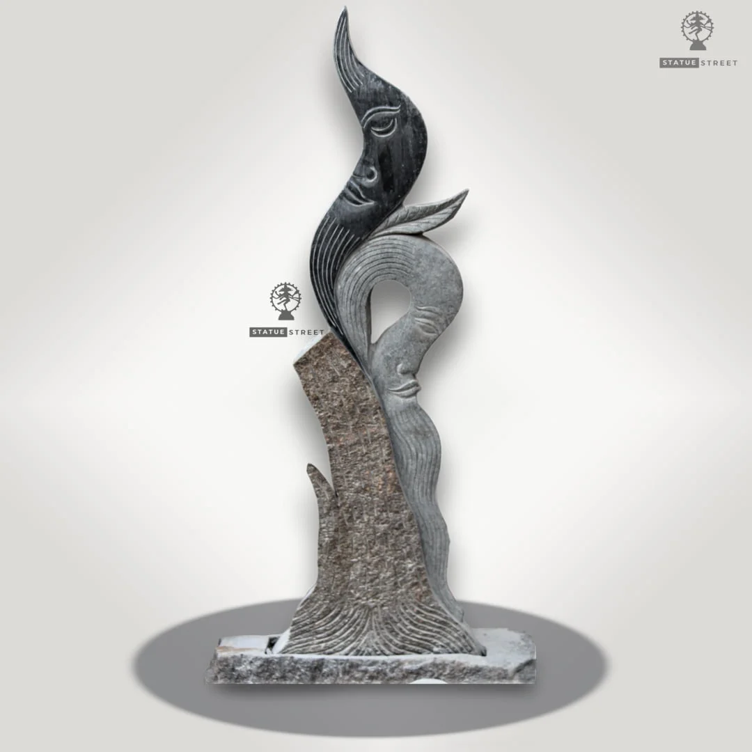 Abstract Sun & Moon Sculpture 4ft | Granite Stone - Image 2