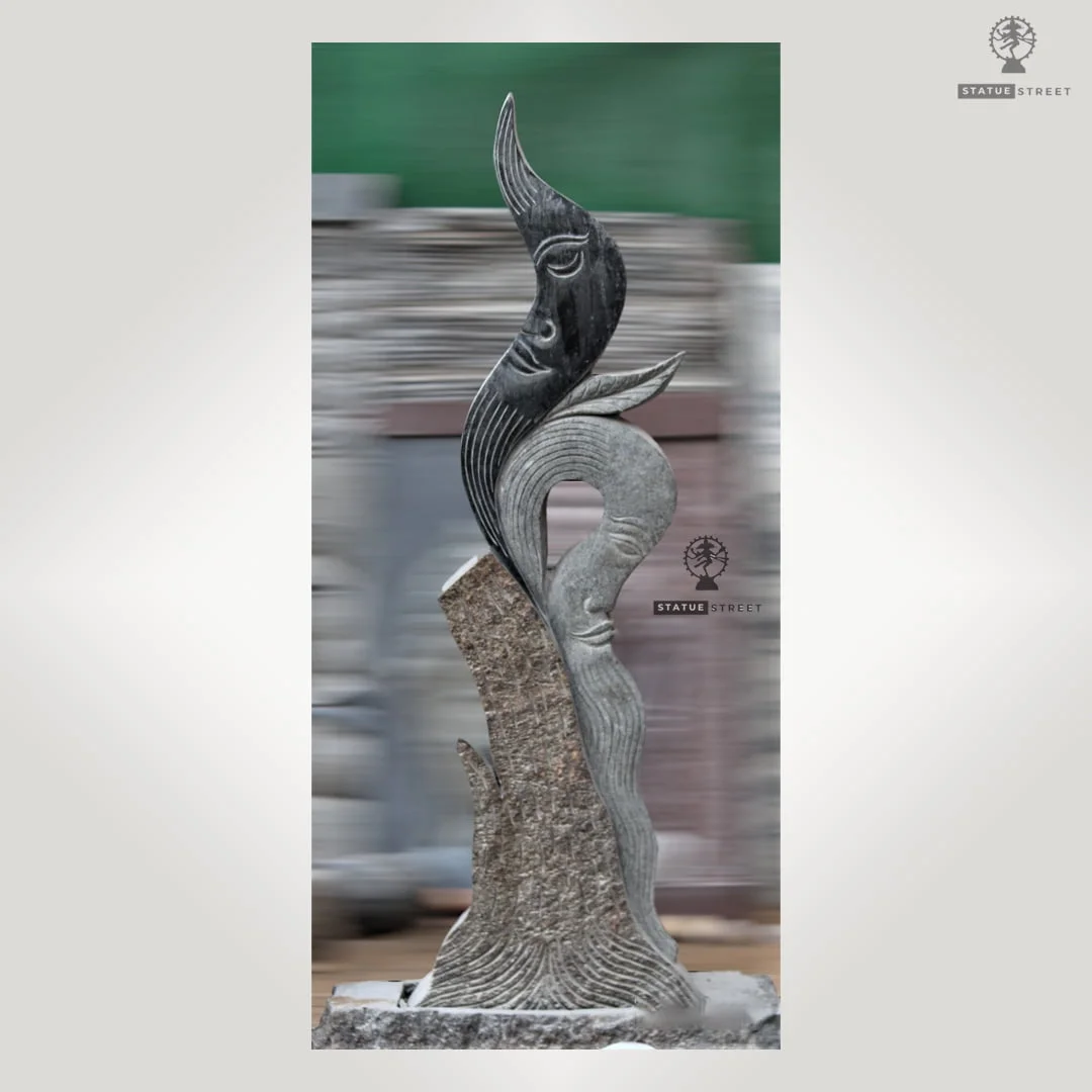 Abstract Sun & Moon Sculpture 4ft | Granite Stone - Image 3