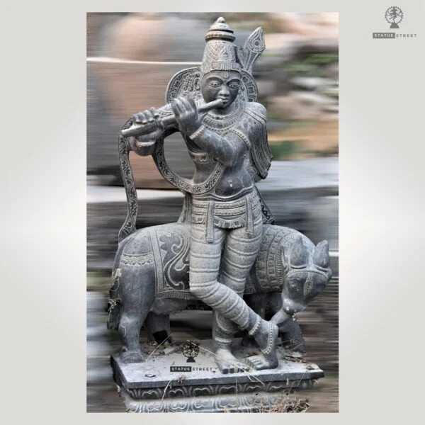 Masterpiece Lord Krishna Sculpture 2ft | Granite Stone - Image 2