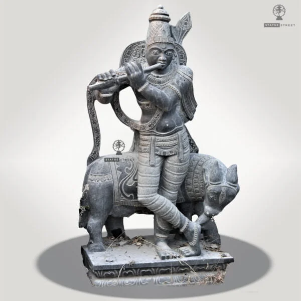 Masterpiece Lord Krishna Sculpture 2ft | Granite Stone - Image 3