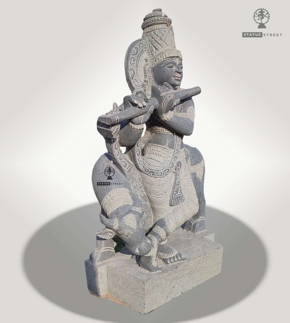Lord Krishna With Cow 2ft | Granite Stone - Image 3