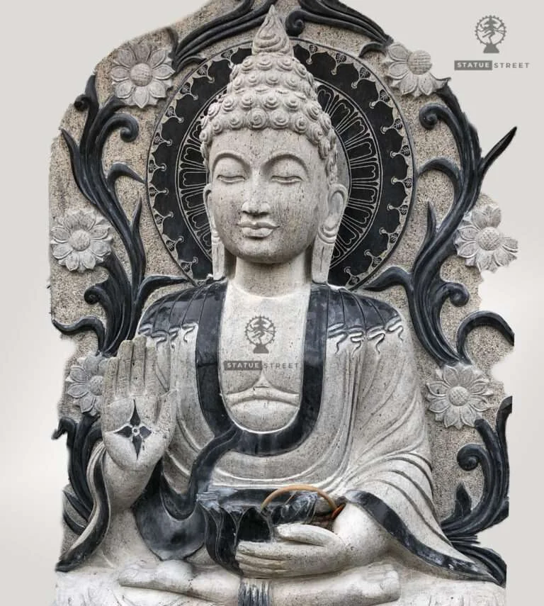 Buddha Statue With Serene Waterfall Feature 6ft | Granite Stone - Image 3