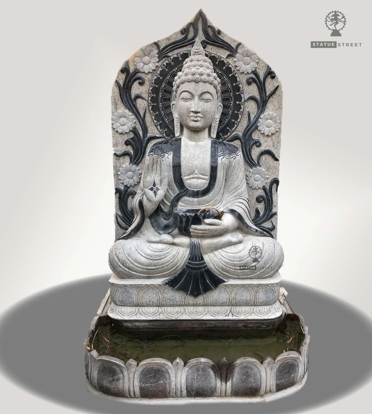 Buddha Statue With Serene Waterfall Feature 6ft | Granite Stone - Image 2