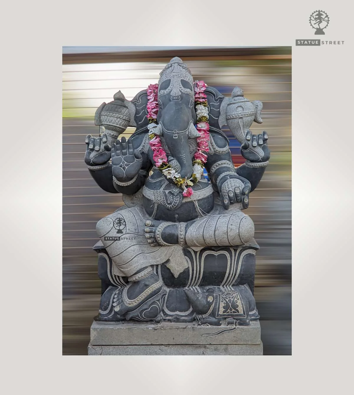 Ganesha 3ft Sitting Sculpture | Granite Stone - Image 2