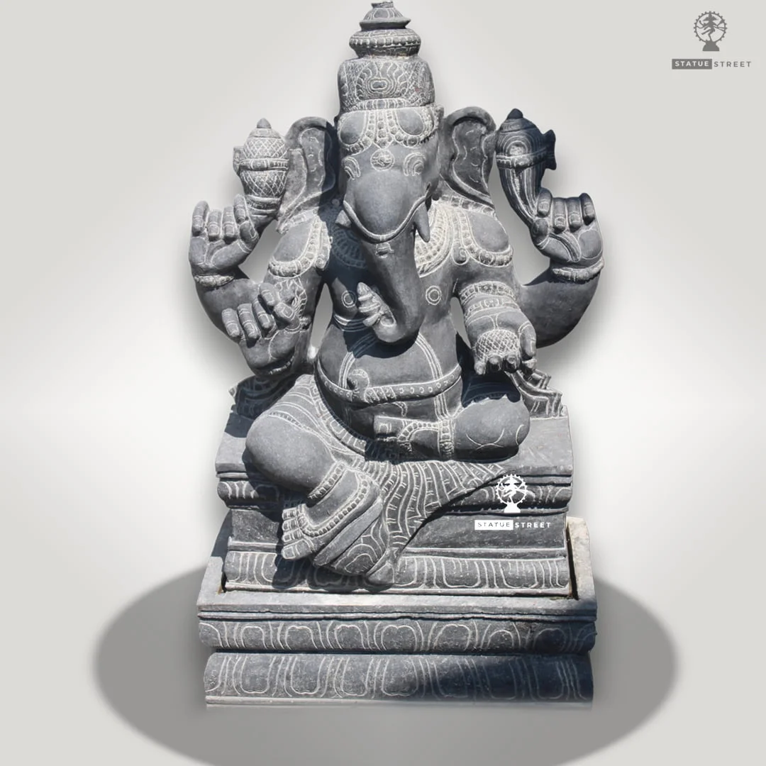 Lord Ganesha Sculpture 3ft | Granite Stone - Image 2